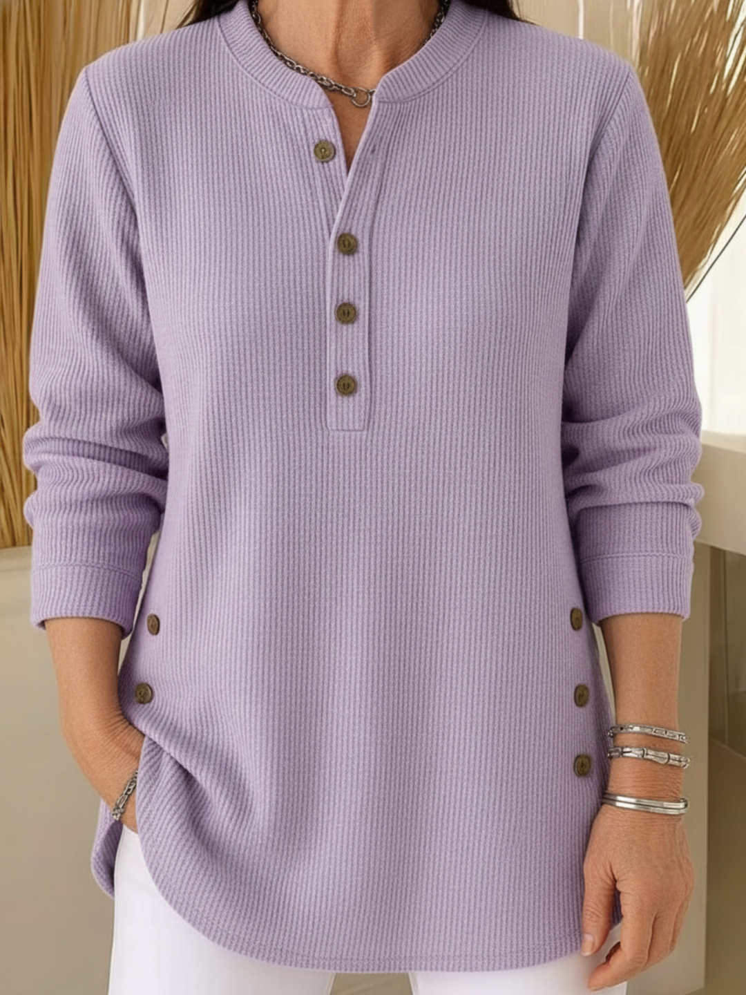 Cécile – Pull en tricot uni à manches longues