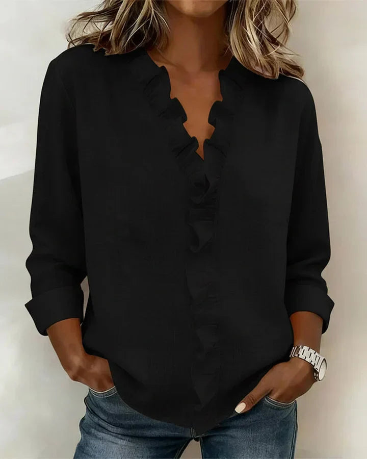 Indy - Blouse chic à col en V à volants
