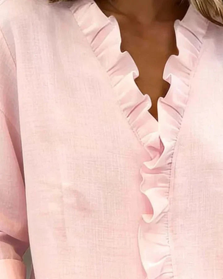 Indy - Blouse chic à col en V à volants