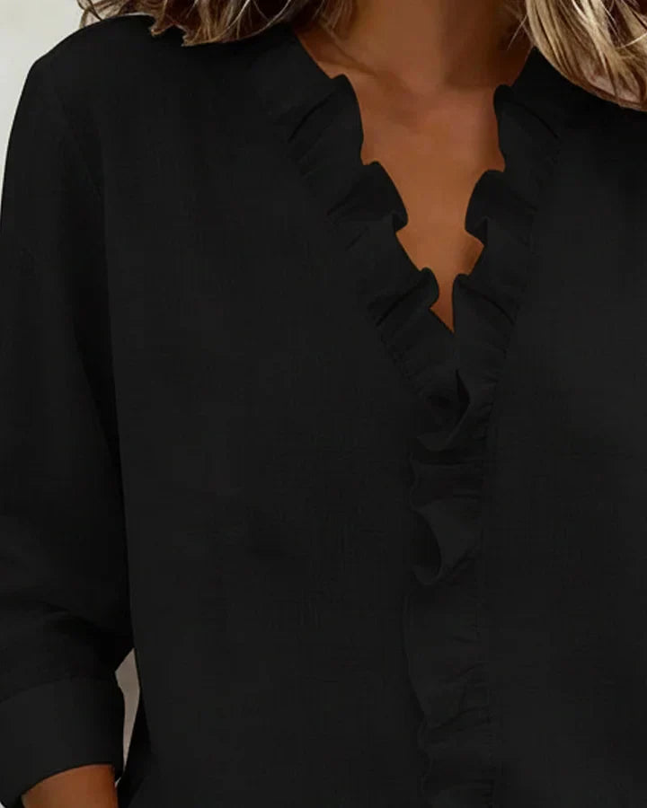 Indy - Blouse chic à col en V à volants